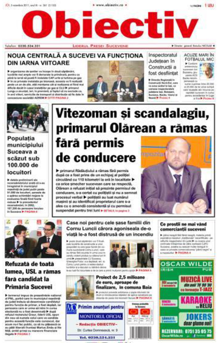 Anunț de mediu în ziarul Obiectiv Suceava din județul Suceava - Publică rapid